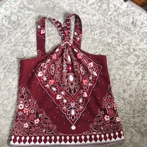 Banana Republic Maroon Pink and White summer top